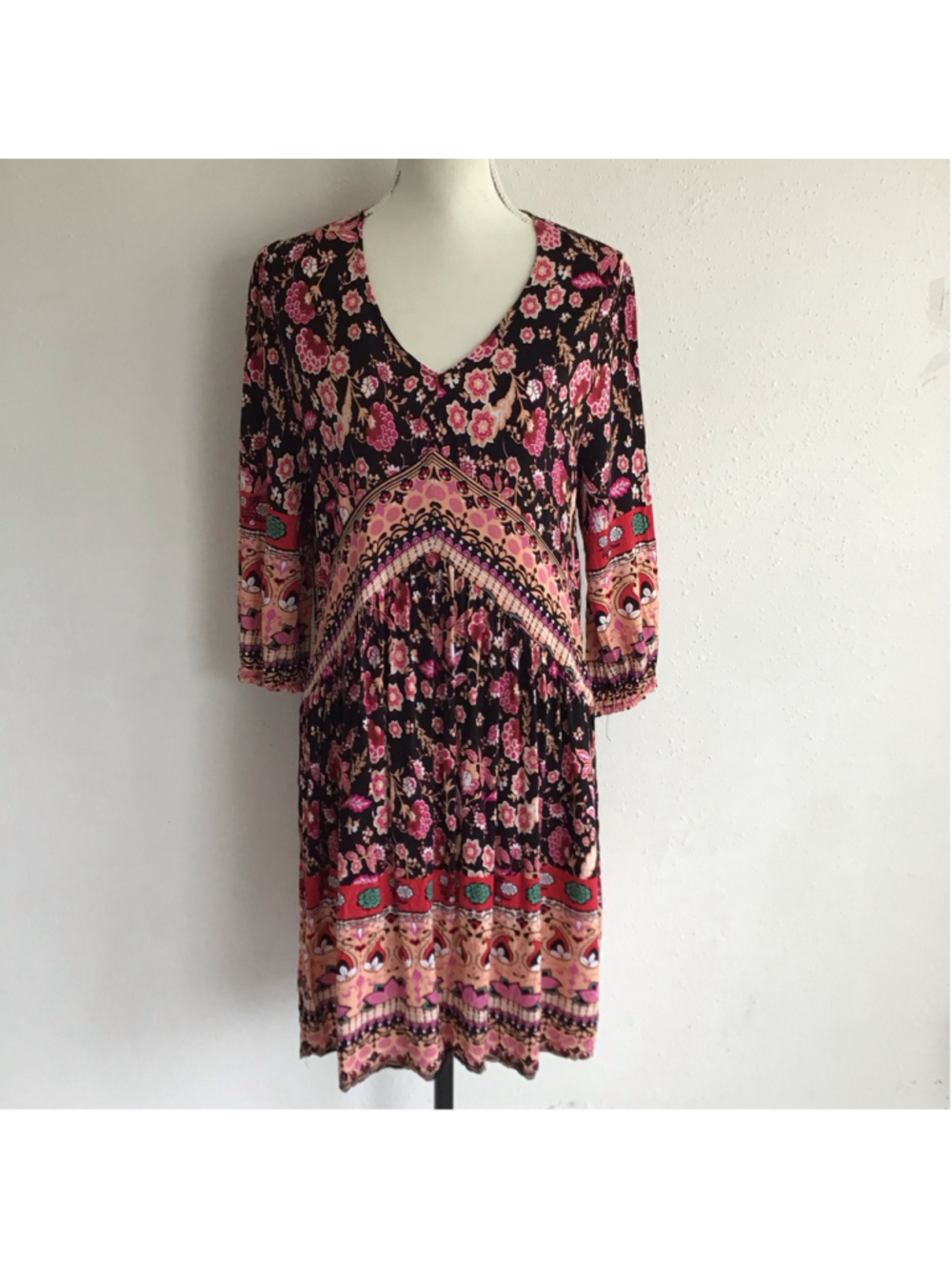 Impulsive Women's Fun Elegant Floral Midi Dress Size 3X Black Pink